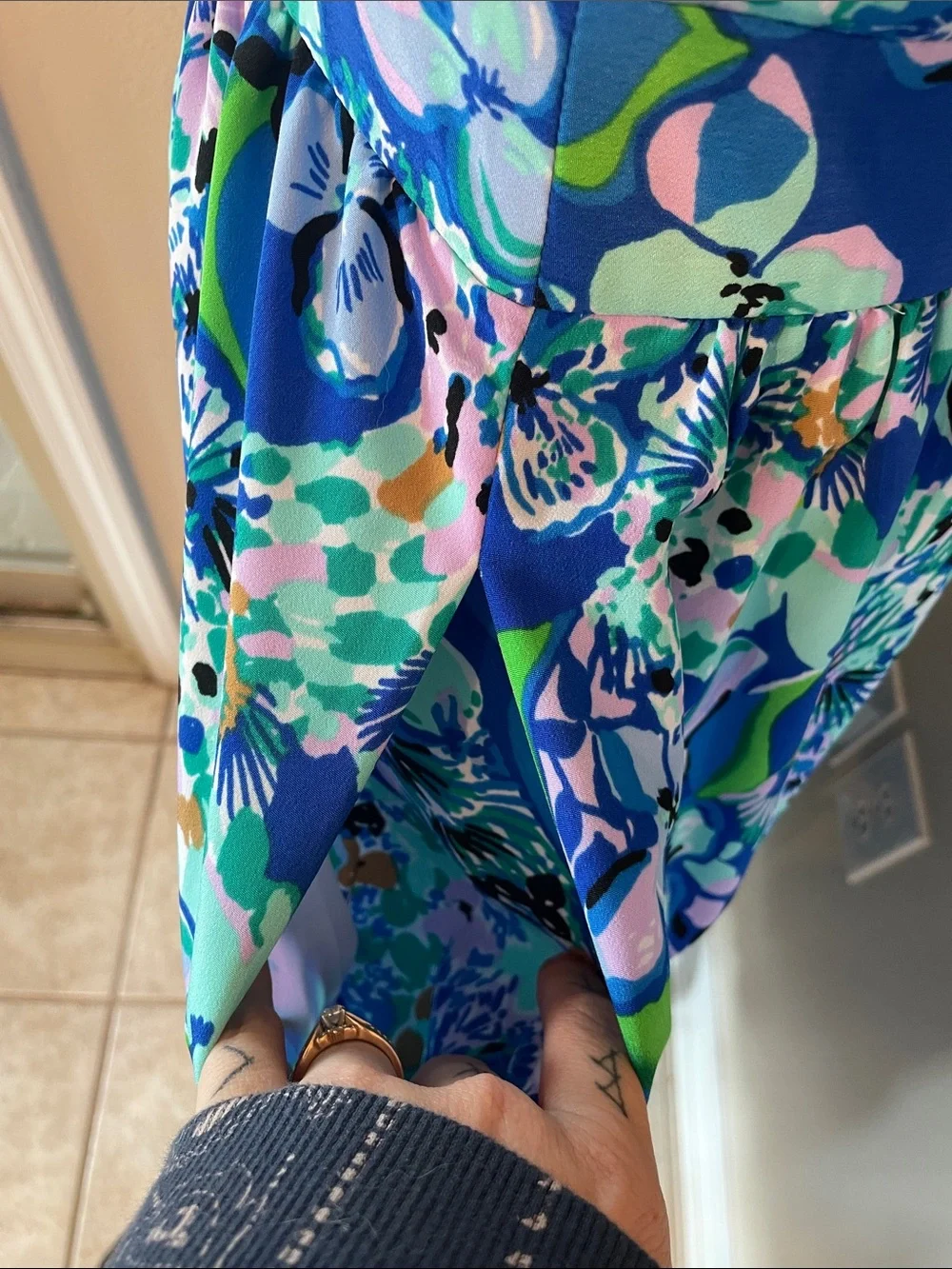 Lilly Pulitzer blue floral Grace midi dress nwt size 8 - Picture 6 of 10